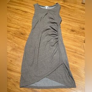 Leith Asymmetrical Ruched Light Brown Dress